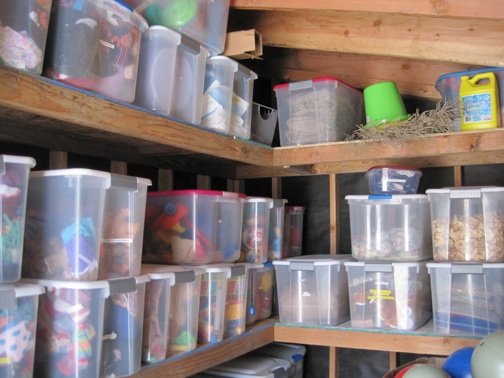 bins in shed