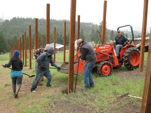 Andy Jim Lucas Keith JB fence post construction