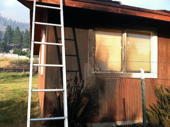 bedroom side of caregiver house burned by fire