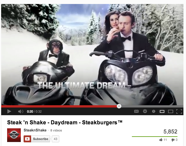 Screen capture of the Steak 'n Shake "ultimate dream" commercial