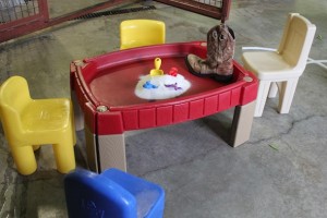 Sand with boot in sand table